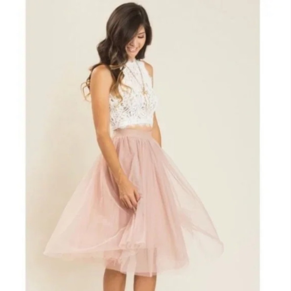 Haute Monde Peachy Pink Tulle Skirt